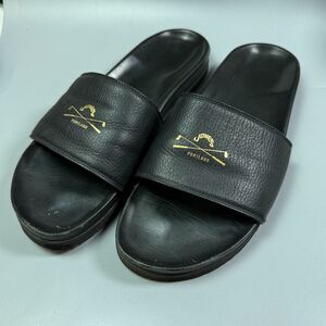Jones Golf x BUSCEMI Slide Black Leather Italy Sandals 12 US Portland Limited